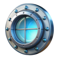 dramatic classic Spaceship window, reinforced glass, circular shape high quality png