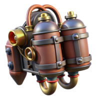 impressive vintage Steampunk jetpack with thrusters, tanks, and control levers original png