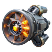 beautiful traditional Spaceship engine with glowing turbines genuine png