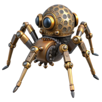 elegant abstract Steampunk clockwork spider with articulated legs high resolution png