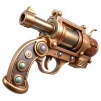 wonderful artistic A steampunk pistol with intricate engravings and a pearl handle authentic png