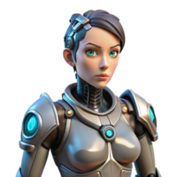 extraordinary traditional Cyberpunk style female cyborg with visible mechanical augmentations authentic png