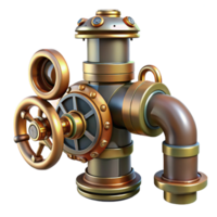 extraordinary abstract Steampunk pipe with intricate fittings, valves, and connectors high resolution png