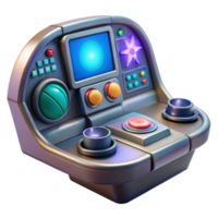 wonderful creative Spaceship cockpit control panel, illuminated buttons, holographic display detailed png