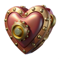 impressive contemporary Steampunk heart design element, isolated object premium png