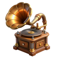beautiful abstract Steampunk gramophone with a horn and rotating turntable high resolution png