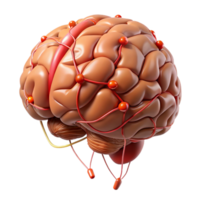 vibrant abstract High-resolution 3D model of a human brain with neural pathways highlighted original png