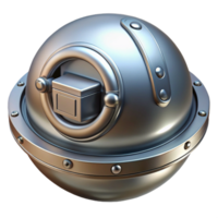 serene minimalist Space Capsule Hatch, circular, metallic, with locking mechanism detailed png