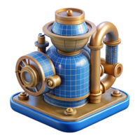 vibrant minimalist Steampunk device blueprint diagram, isolated object genuine png