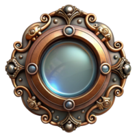 serene abstract Steampunk ornate metal frame, isolated object exclusive png
