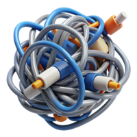 elegant rustic A tangled mess of computer cables authentic png