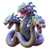 dramatic artistic Hydra, multi-headed serpent, high resolution png