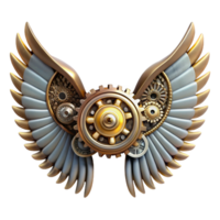 elegant rustic Steampunk wings made of gears, clockwork, and metal feathers original png