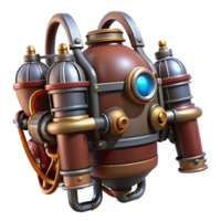 impressive artistic Steampunk jetpack with thrusters, tanks, and control levers high quality png