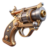 vibrant creative A steampunk pistol with intricate engravings and a pearl handle original png