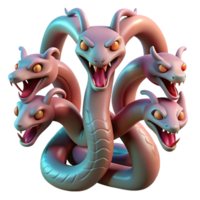 extraordinary abstract Hydra, multi-headed serpent, several heads visible, authentic png