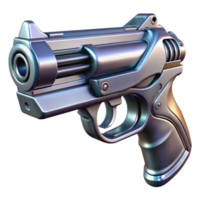 impressive rustic Futuristic pistol, sleek design, chrome finish 4K png