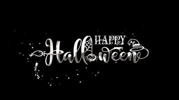 Happy Halloween Text Animation lettering text in silver color with alpha channel or transparent background spooky holiday design projects Halloween parties and fall celebrations video