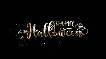 elegant gold Happy Halloween animation lettering text in gold color with alpha channel or transparent background perfect for Halloween party invitations social media posts festive decorations video