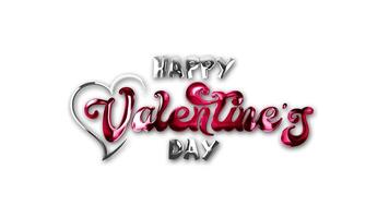 Romantic Valentines Day card with shiny red and silver heart text video