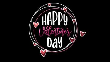 white and pink Happy Valentines Day text with transparent background surrounded by red hearts Suitable for social media posts greeting cards and web banners video