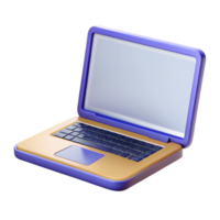 elegante criativo computador portátil computador com aberto tampa exibindo em branco página da web detalhado png