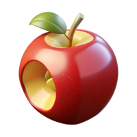 impressive modern A single, ripe apple with a bite taken out of it 4K png