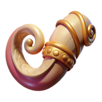 serene rustic A whimsical, curled ram's horn, decorated with carvings high resolution png