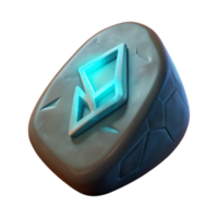 elegant classic A single, ancient, glowing rune stone authentic png