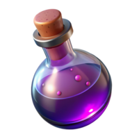 elegant creative A single, glowing, magical potion bottle with cork stopper high resolution png