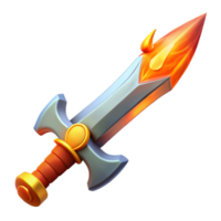 wonderful modern A stylized fantasy sword with a flaming blade detailed png
