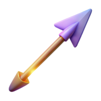 wonderful contemporary A single, stylized, glowing magical arrow with fletching high resolution png