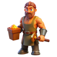 stunning rustic Hephaestus, god of the forge, with a hammer high resolution png