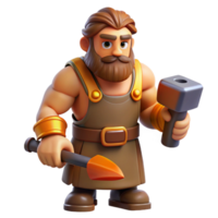 serene contemporary Hephaestus, god of the forge, with a hammer high quality png