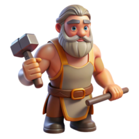 serene artistic Hephaestus, God of the Forge, with a hammer high quality png