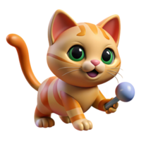 wonderful rustic Playful kitten batting at a toy, premium png