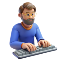elegant creative Programmer typing on a keyboard, authentic png