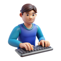 stunning traditional Programmer typing on a keyboard, detailed png