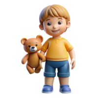 beautiful abstract Child with a teddy bear, original png