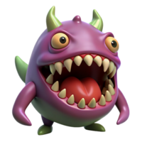serene artistic Monster with sharp teeth, premium png