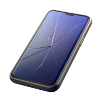 serene vintage A modern smartphone with a cracked screen high resolution png