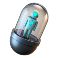 beautiful creative Advanced medical capsule with glowing patient inside, premium png