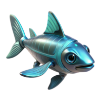 magnificent creative Realistic robotic fish with bioluminescent fins, authentic png
