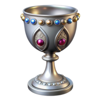 wonderful modern A silver, ornate chalice adorned with jewels high resolution png