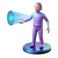 stunning creative Portable Hologram Projector, handheld, projecting a human figure high quality png