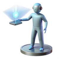 vibrant rustic Portable Hologram Projector, handheld, projecting a human figure detailed png