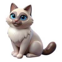 vibrant artistic Ragdoll cat, relaxed pose, high quality png