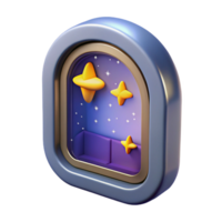 beautiful modern Spaceship window, transparent, view of stars authentic png