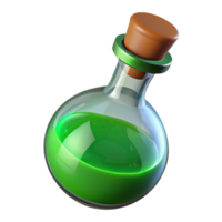magnificent vintage A single, bubbling potion vial, green liquid inside authentic png