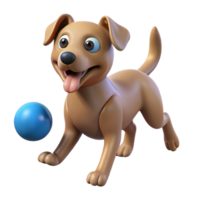 elegant abstract Playful dog fetching a ball, high quality png